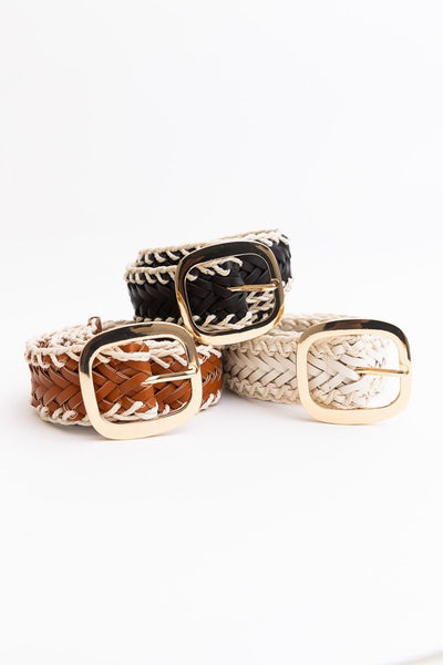 This Crochet Trimmed Woven Leather Belt is expertly crafted with intricate crochet details and high-grade leather material