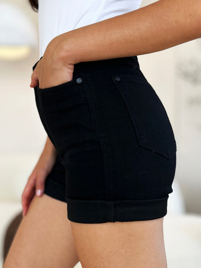 These High Waist Tummy Control Cuffed Denim Shorts are the perfect addition to any summer wardrobe