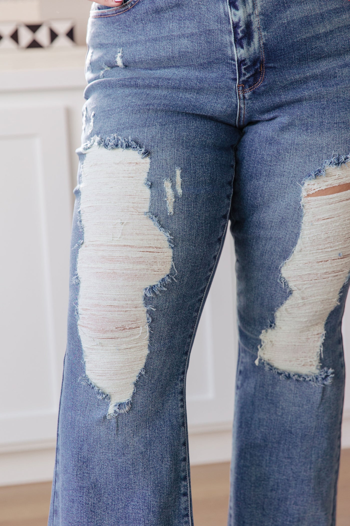 If you've got a flair for the dramatic, look no further than the Kiana Heavy Destroy Flare Jeans from Judy Blue