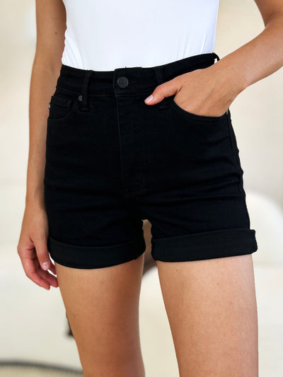 These High Waist Tummy Control Cuffed Denim Shorts are the perfect addition to any summer wardrobe