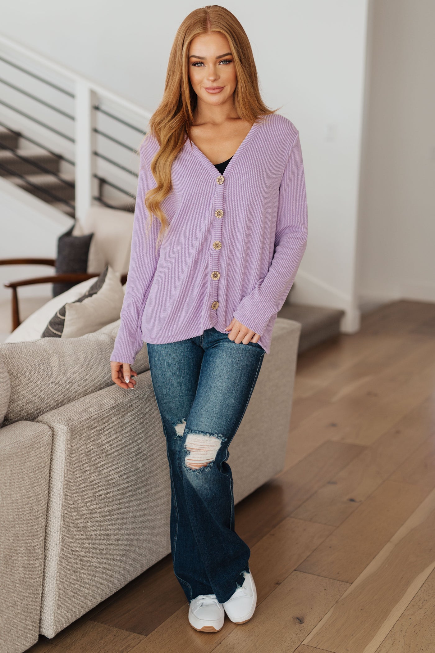 Look your best in the Dilly Dally Ribbed Cardigan. Featuring a chic v-neckline and textured rib knit design, this cardigan is comfortable yet stylish