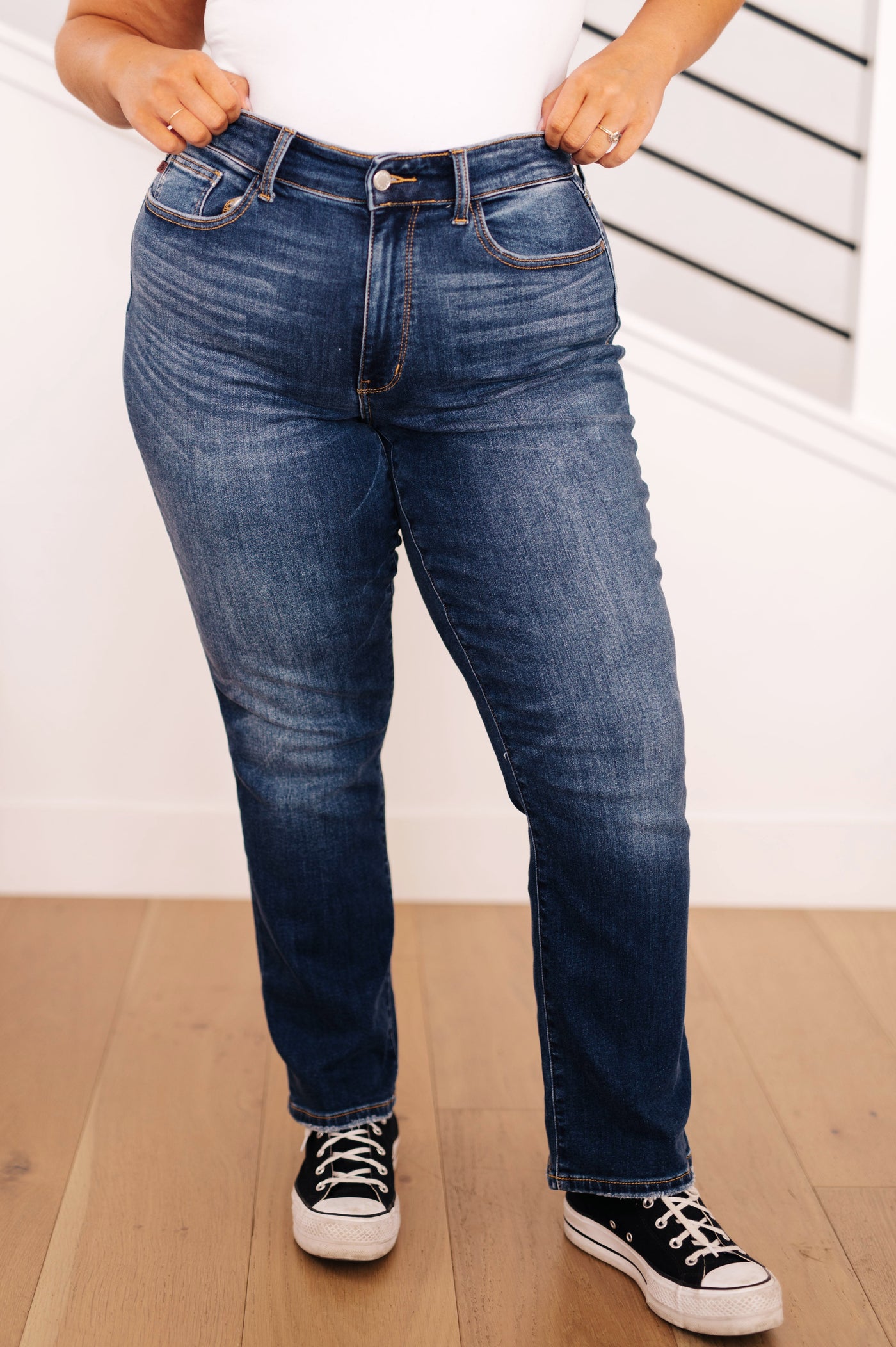 Stay warm year-round with Estelle High Waist Thermal Straight Jeans fro Judy Blue.