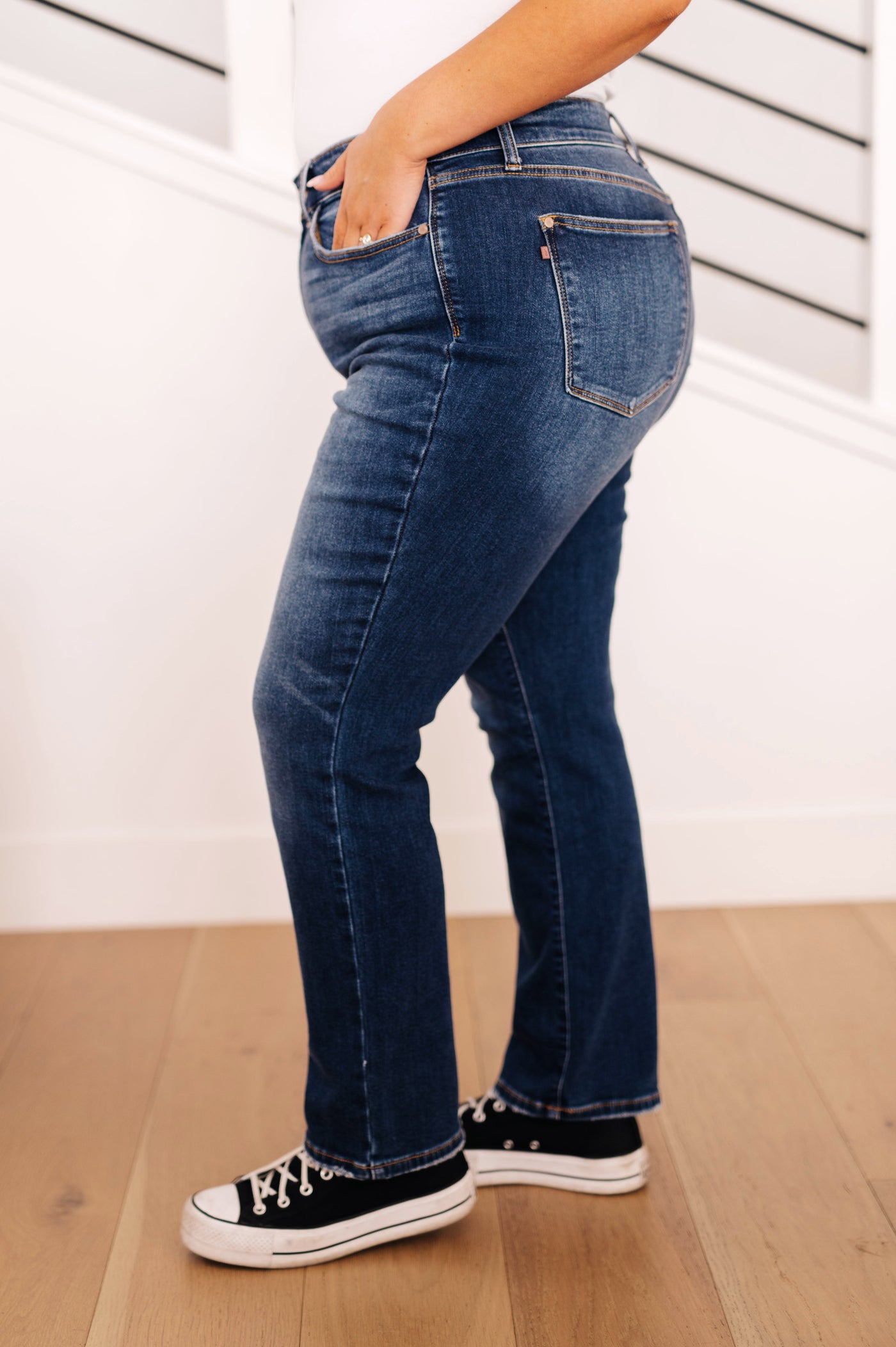Stay warm year-round with Estelle High Waist Thermal Straight Jeans fro Judy Blue.