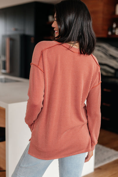 Get ready to fall in love with our First and Foremost Rib Knit Top! The ribbed knit fabric is oh-so-soft and perfect for cozying up in