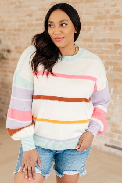 Tap in your confident side with the Flawless Features Striped Sweater! Made from lightweight sweater knit