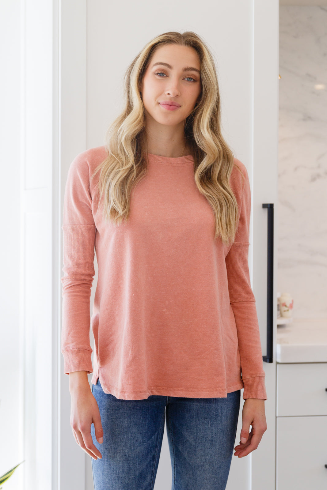 You'll find yourself always reaching for the Fun Beginnings Raglan Top In Dusty Mauve