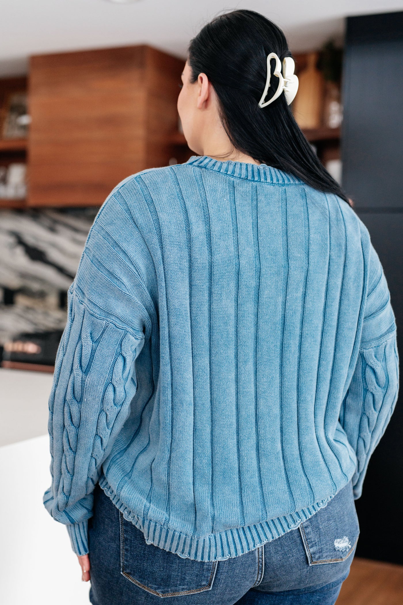 Stay stylish and comfortable with the In the Right Direction Cable Knit Sweater