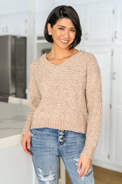 Your daily trip to the coffee shop just got better in the Irish Coffee Knitted Crop V Neck Sweater
