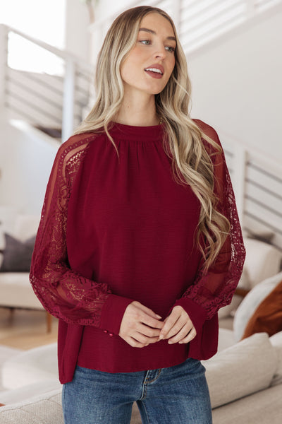 Dress to impress with the Lace on My Sleeves Blouse! Its crinkle woven bodice and lace sleeves create a stylish and modern look