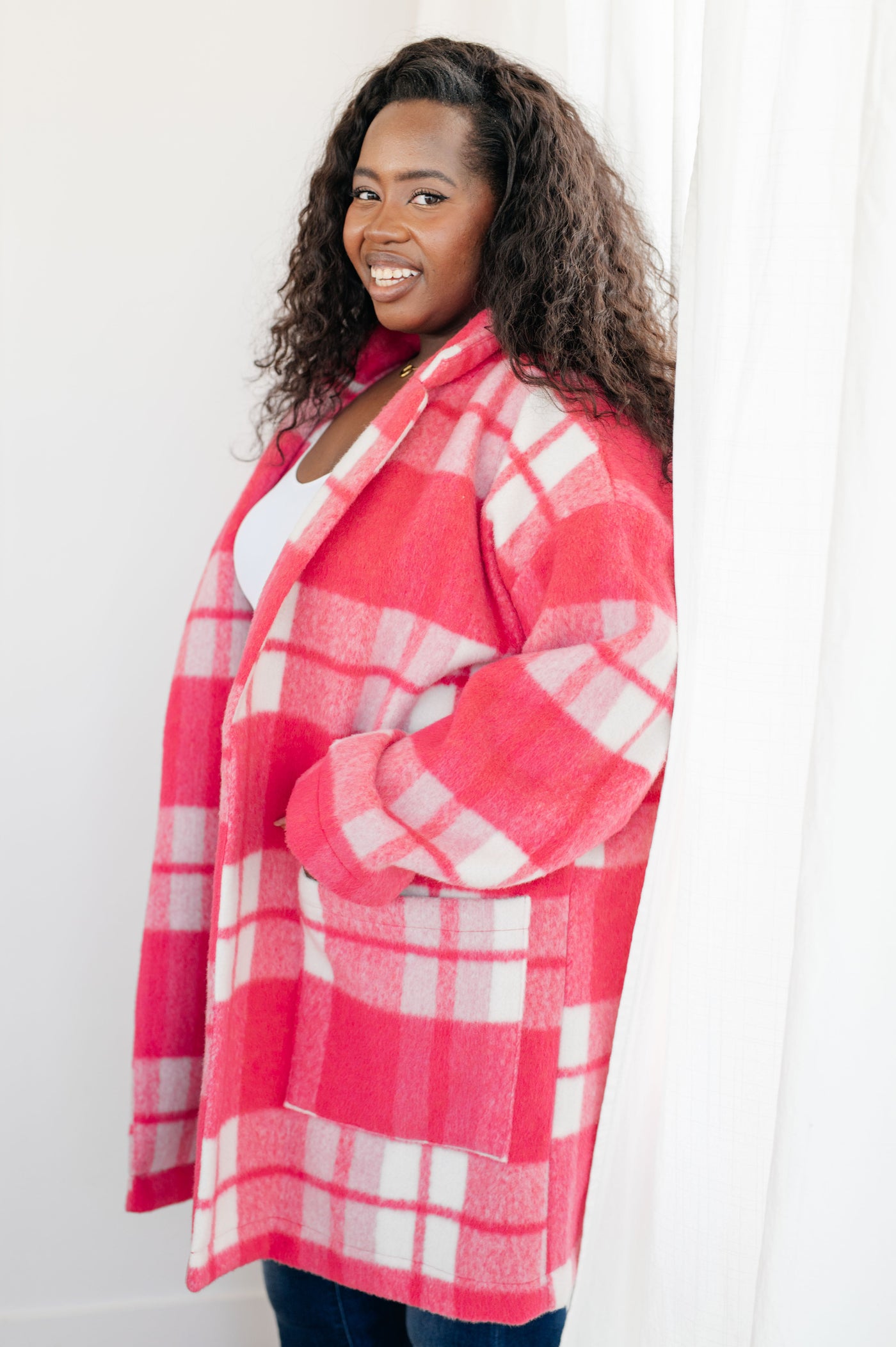 Stay warm all winter long with this stylish Passion in Plaid Coat. Made of warm brushed fabric and mid weight for ultimate comfort, this coat features a notched lapel and plaid print, plus pockets for storage