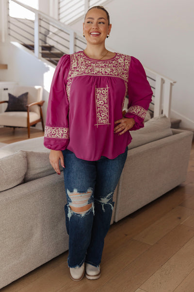 This Rodeo Queen Embroidered Blouse is lightweight and airy, perfect for those upcoming warm days