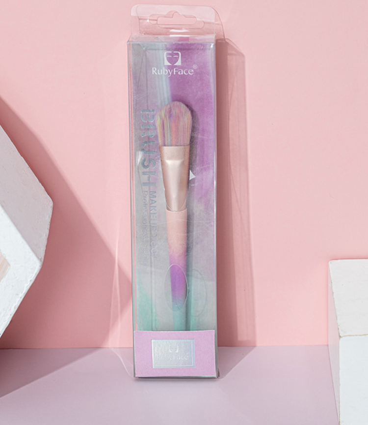 This cute pastel brush features a sturdy wooden handle and is designed for precise blending or bronzer application
