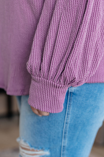 This True to Your Word Balloon Sleeve Top features a chic textured ribbed knit and square neckline for a stylish look