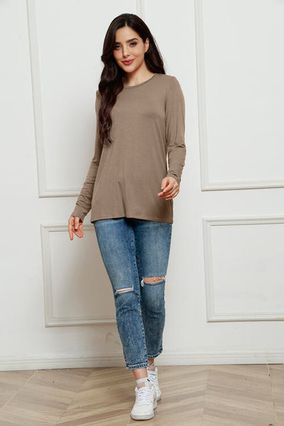 Our Basic Bae Full Size Round Neck Long Sleeve Top is crafted from a premium quality material that offers perfect stretch and breathability.